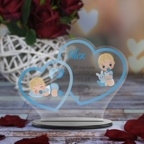 METRYCZKA dwa serca PREZENT DLA DZIECKA nadruk