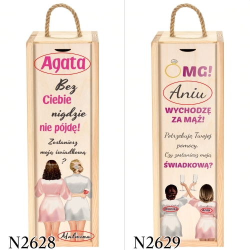 SKRZYNKA NA WINO prezent dla świadka pytanie nadruk