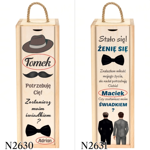 SKRZYNKA NA WINO prezent dla świadka pytanie nadruk