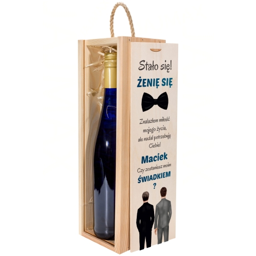 SKRZYNKA NA WINO prezent dla świadka pytanie nadruk
