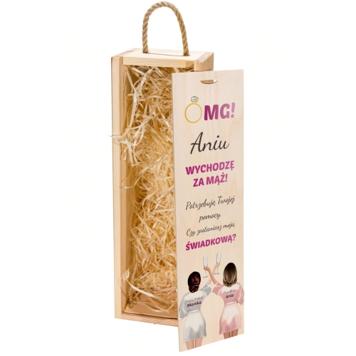 SKRZYNKA NA WINO prezent dla świadka pytanie nadruk