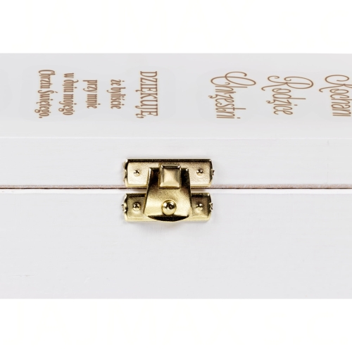 BIAŁA SKRZYNKA NA ALKOHOL podziękowania na chrzest święty grawer