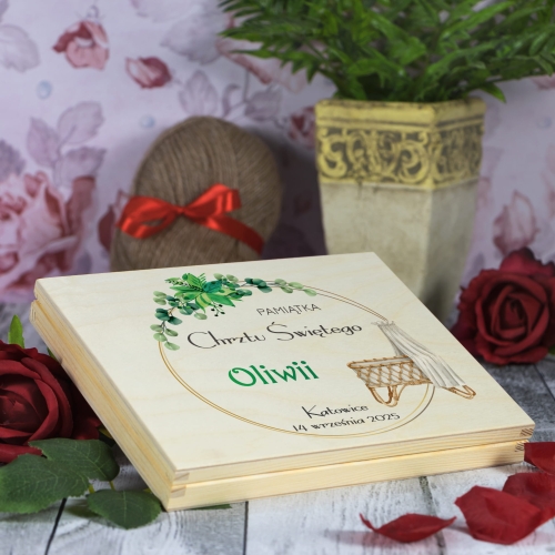 Pudełko zastrzyk gotówki PREZENT NA CHRZCINY nadruk