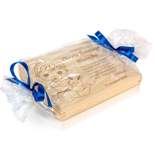 Pudełko na merci z czekoladkami PREZENT NA CHRZCINY grawer