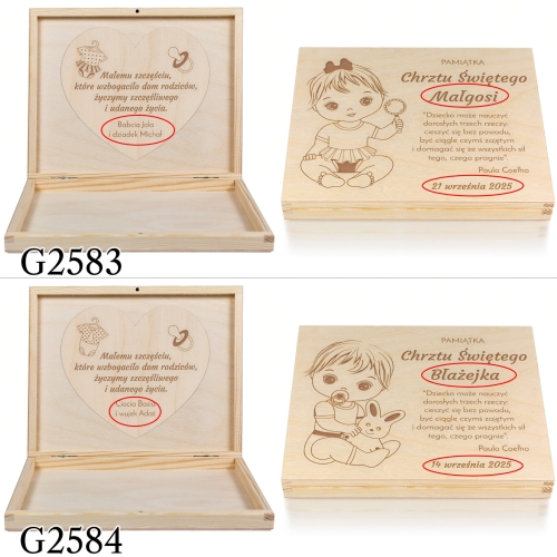 Pudełko na merci z czekoladkami PREZENT NA CHRZCINY grawer
