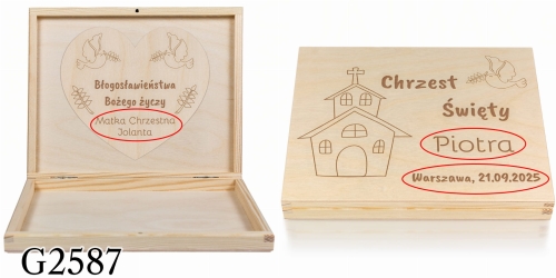 Pudełko na merci z czekoladkami PREZENT NA CHRZCINY grawer