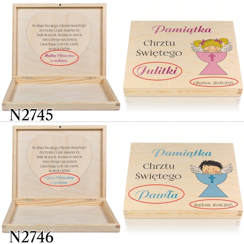 PUDEŁKO Z CZEKOLADKAMI merci prezent na chrzest nadruk