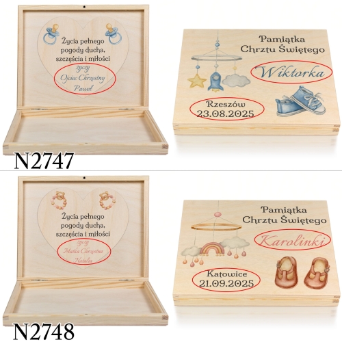 PUDEŁKO Z CZEKOLADKAMI merci prezent na chrzest nadruk