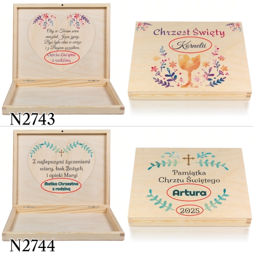 PUDEŁKO Z CZEKOLADKAMI merci prezent na chrzest nadruk