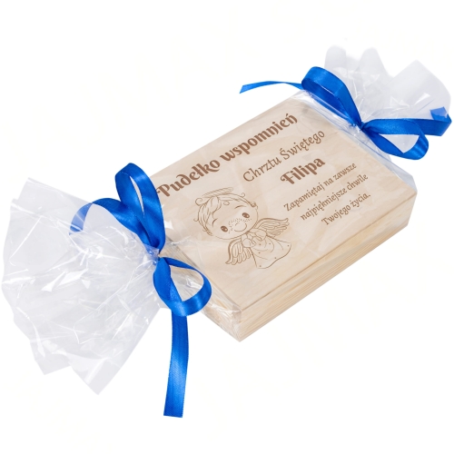 Pudełko na fotografie PREZENT NA CHRZEST dla dziecka grawer