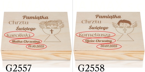 Pudełko na fotografie PREZENT NA CHRZEST dla dziecka grawer