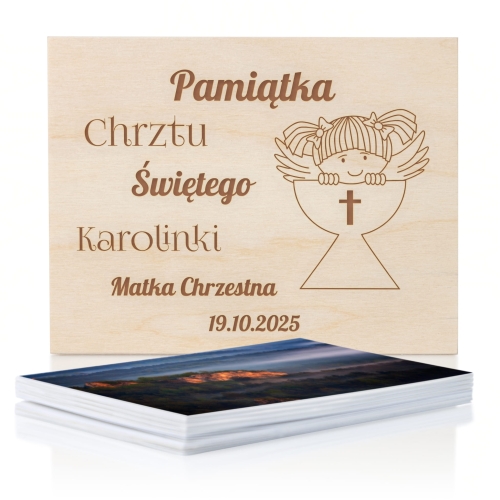 Pudełko na fotografie PREZENT NA CHRZEST dla dziecka grawer