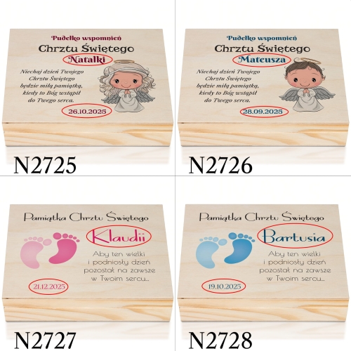 PUDEŁKO NA ZDJĘCIA prezent na chrzest nadruk