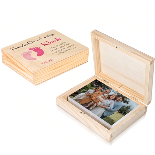 PUDEŁKO NA ZDJĘCIA prezent na chrzest nadruk