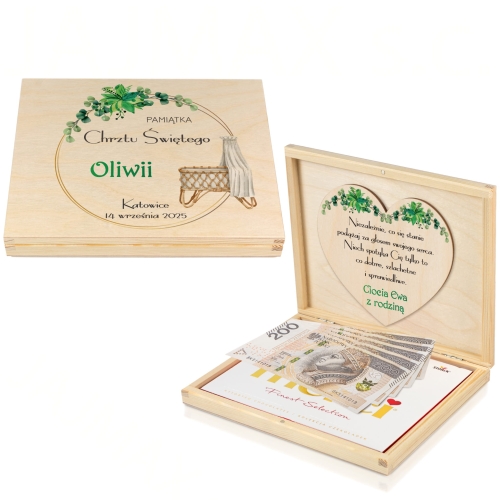 PUDEŁKO Z CZEKOLADKAMI merci prezent na chrzest nadruk