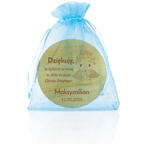 Magnes koło PODZIĘKOWANIA dla gości NA CHRZEST grawer