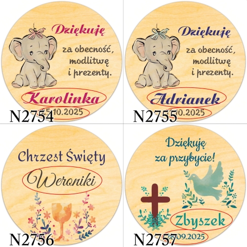 MAGNES KOŁO upominki dla gości na chrzest nadruk 