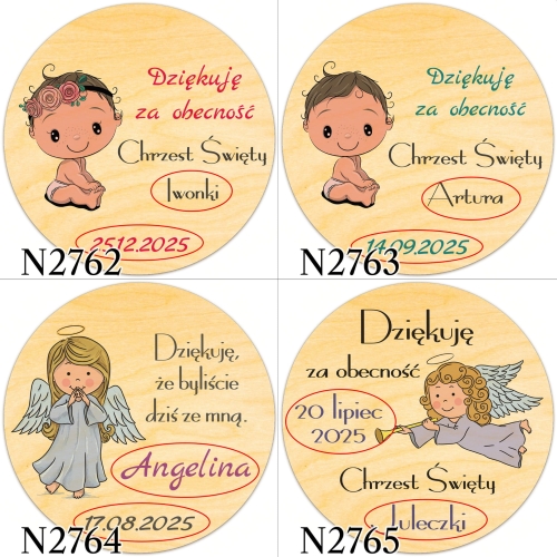 MAGNES KOŁO upominki dla gości na chrzest nadruk 