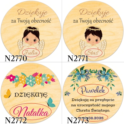 MAGNES KOŁO upominki dla gości na chrzest nadruk 