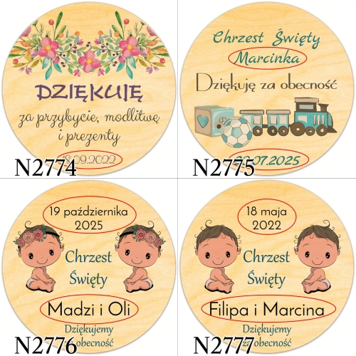 MAGNES KOŁO upominki dla gości na chrzest nadruk 