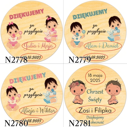 MAGNES KOŁO upominki dla gości na chrzest nadruk 
