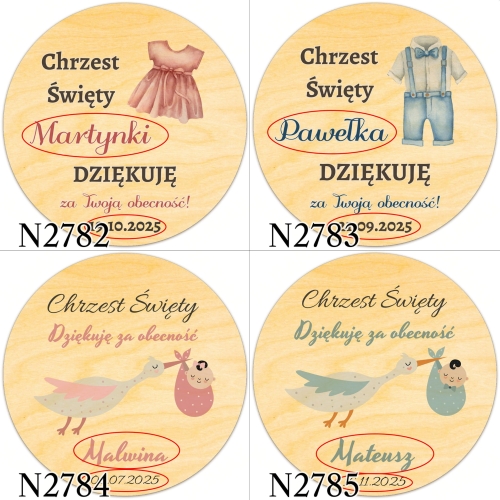 MAGNES KOŁO upominki dla gości na chrzest nadruk 