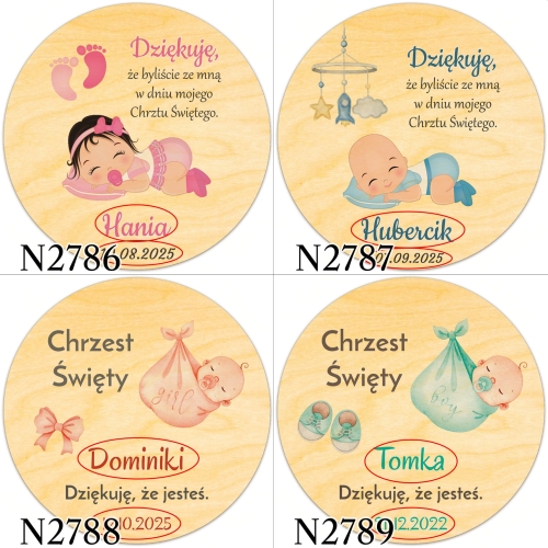 MAGNES KOŁO upominki dla gości na chrzest nadruk 