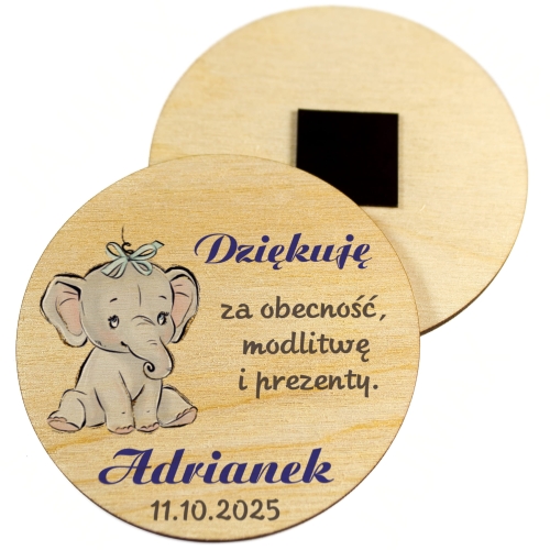 MAGNES KOŁO upominki dla gości na chrzest nadruk 