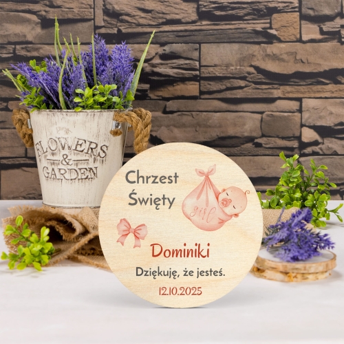 MAGNES KOŁO upominki dla gości na chrzest nadruk 
