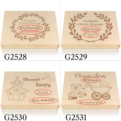 Pudełko merci PREZENT NA CHRZEST grawer