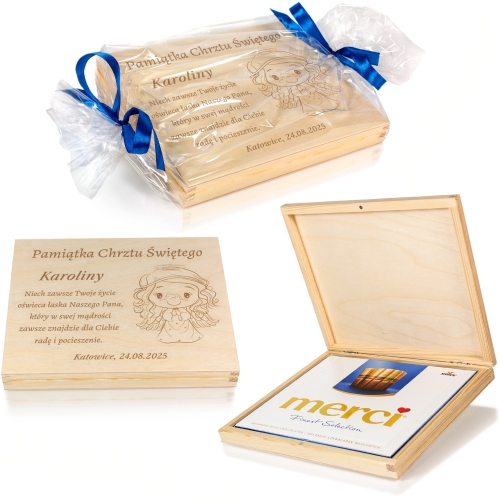 Pudełko merci PREZENT NA CHRZEST grawer