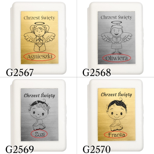 Różaniec biały perłowy PREZENT NA CHRZCINY grawer