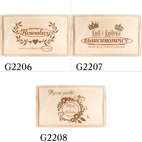 Drewniany stolik do łóżka jasny PREZENT ŚLUBNY grawer