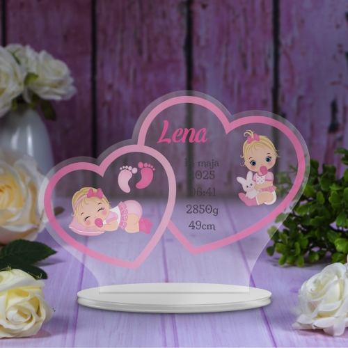 METRYCZKA dwa serca PREZENT DLA DZIECKA nadruk