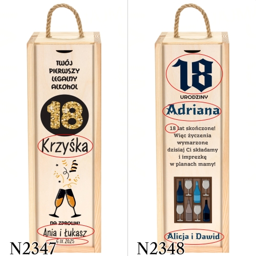 Skrzynka na alkohol PREZENT NA URODZINY nadruk