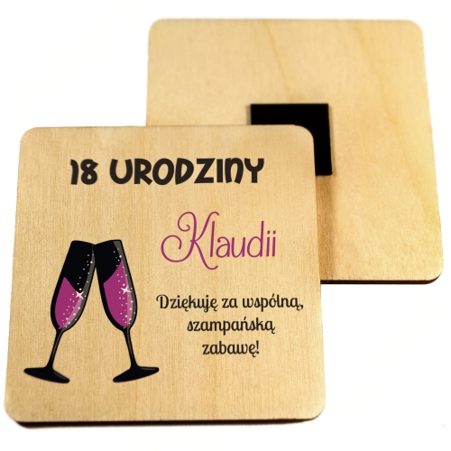 MAGNES kwadrat podziękowanie dla gości na 18 urodziny nadruk