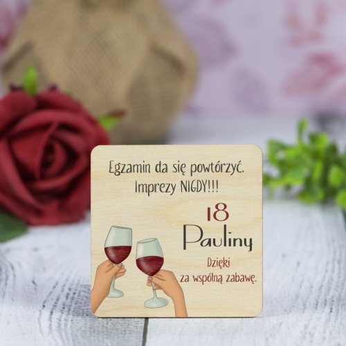 MAGNES kwadrat podziękowanie dla gości na 18 urodziny nadruk