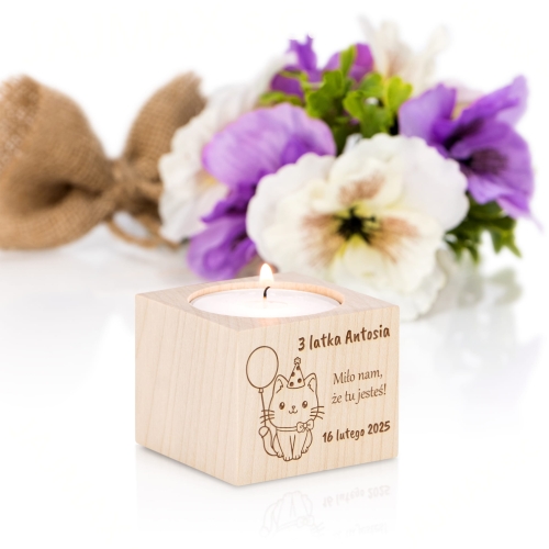 Świecznik urodziny dziecka PODZIĘKOWANIA DLA GOŚCI grawer