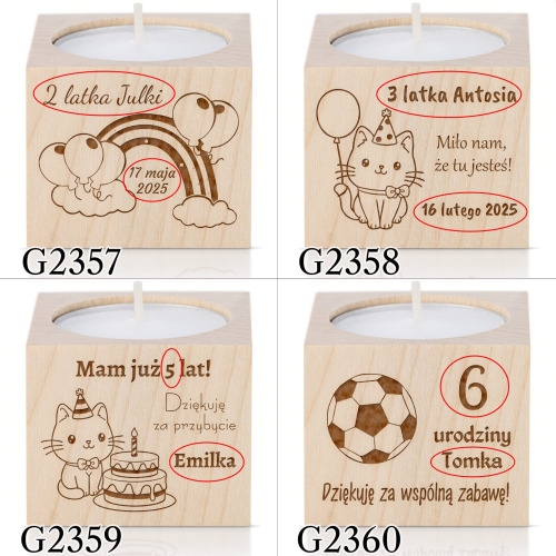 Świecznik urodziny dziecka PODZIĘKOWANIA DLA GOŚCI grawer