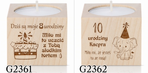 Świecznik urodziny dziecka PODZIĘKOWANIA DLA GOŚCI grawer