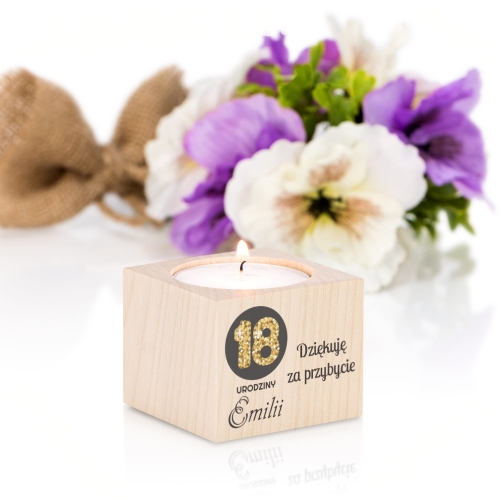ŚWIECZNIK podziękowanie dla gości na 18 urodziny nadruk