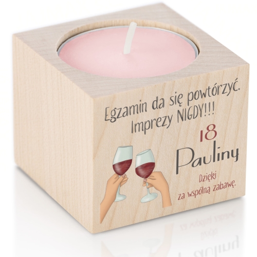 ŚWIECZNIK podziękowanie dla gości na 18 urodziny nadruk