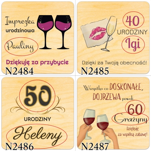 Magnes kwadrat PODZIĘKOWANIE DLA GOŚCI na urodziny nadruk