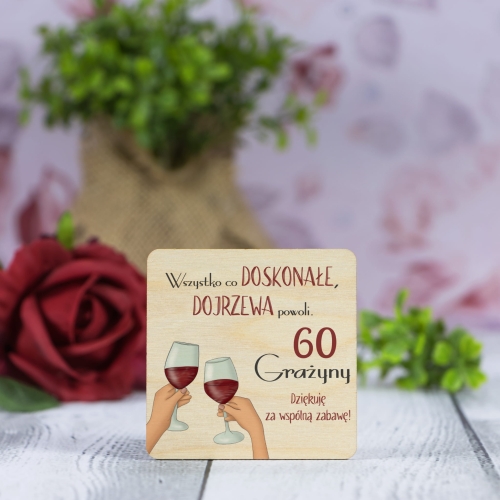 Magnes kwadrat PODZIĘKOWANIE DLA GOŚCI na urodziny nadruk