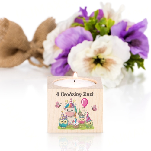ŚWIECZNIK upominki dla gości na urodziny dziecka nadruk