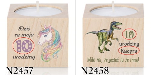 ŚWIECZNIK upominki dla gości na urodziny dziecka nadruk