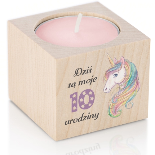 ŚWIECZNIK upominki dla gości na urodziny dziecka nadruk