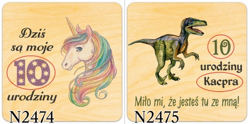 Magnes kwadrat urodziny dziecka PODZIĘKOWANIA DLA GOŚCI nadruk