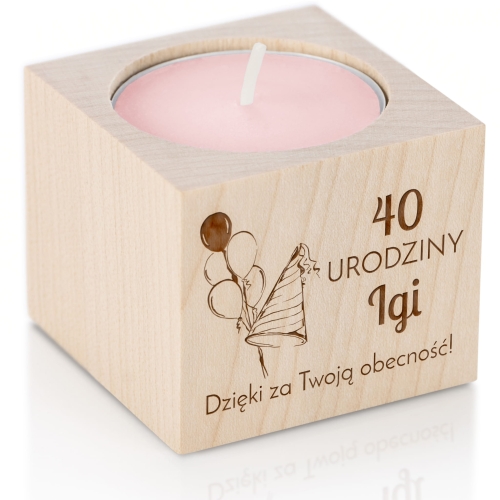 Świecznik PODZIĘKOWANIA dla gości NA URODZINY grawer