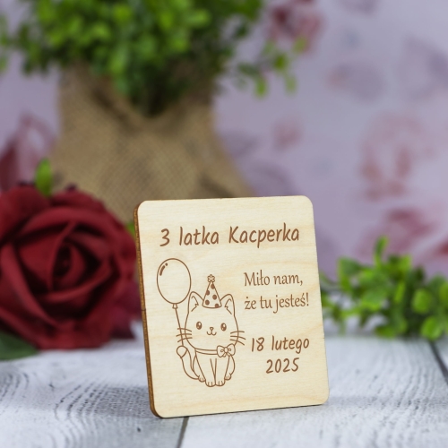 Magnes kwadrat PODZIĘKOWANIA DLA GOŚCI urodziny dziecka grawer